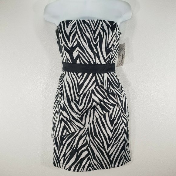 Speechless Dress Size 5 Sheath Peplum Zebra Print - Picture 6 of 8